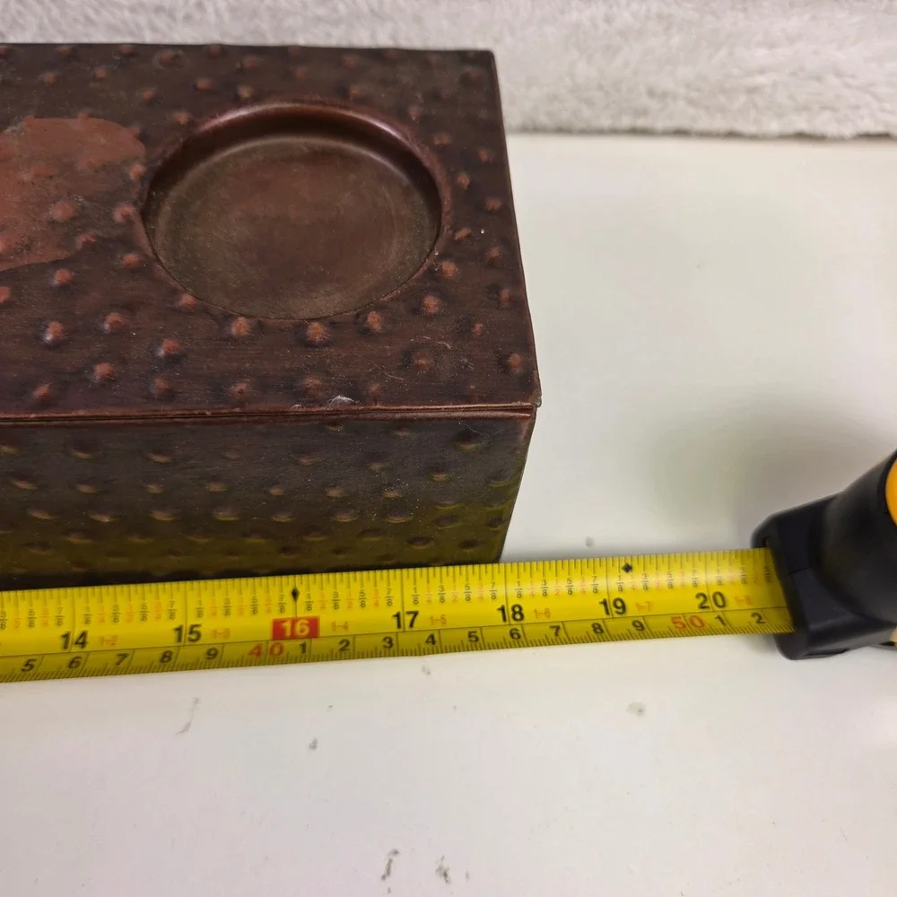 Hammered Bronze Metal 5 Tea Light Votive Candle Holder Rectangular Centerpiece